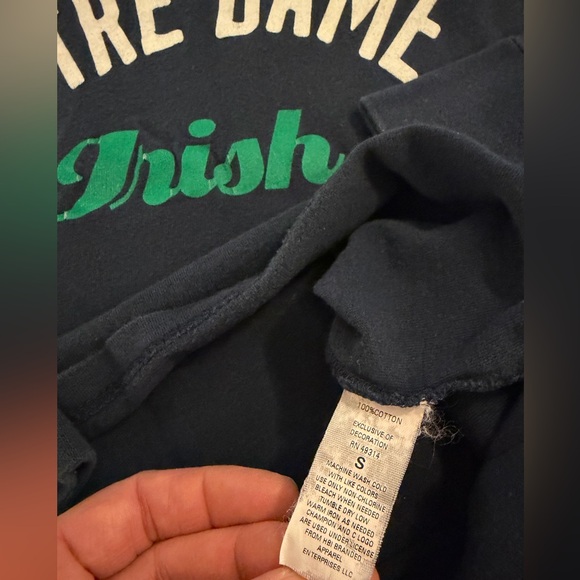 Notre Dame V-Neck Long Sleeve Tee, Size Small, Champion brand, EUC - Picture 7 of 7